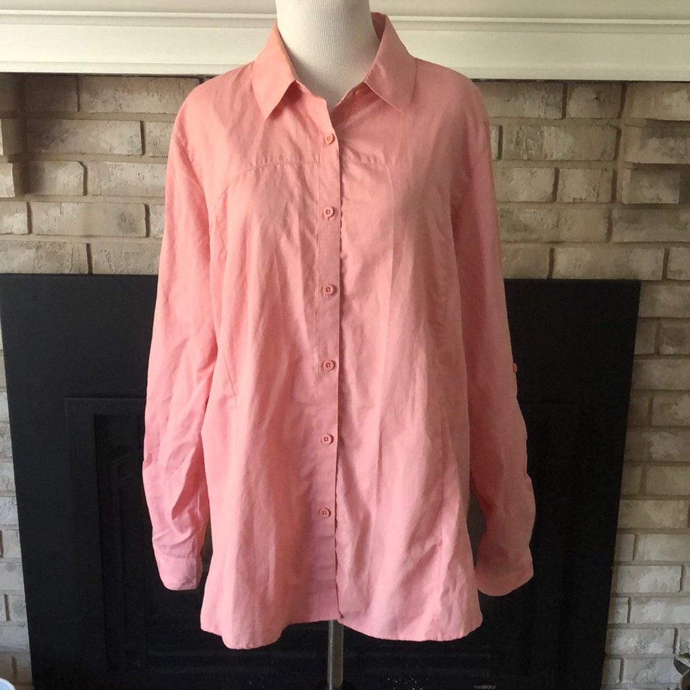 North River Outfitters Pink Button Down Roll Tab Lightweight Shirt size XL
